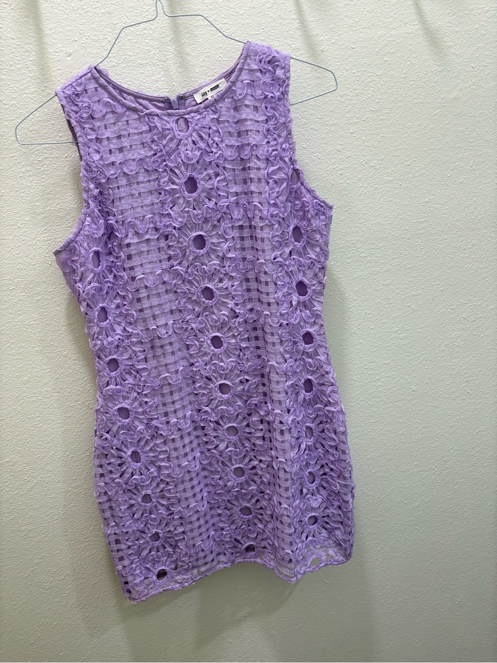 Lavender Sleeveless Crochet Shift Dress